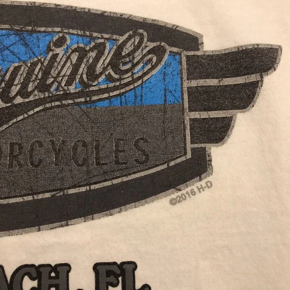 Harley Davidson T-Shirt‎ 2XL White Emerald Coast Ft Walton Beach Florida Biker - Picture 9 of 16